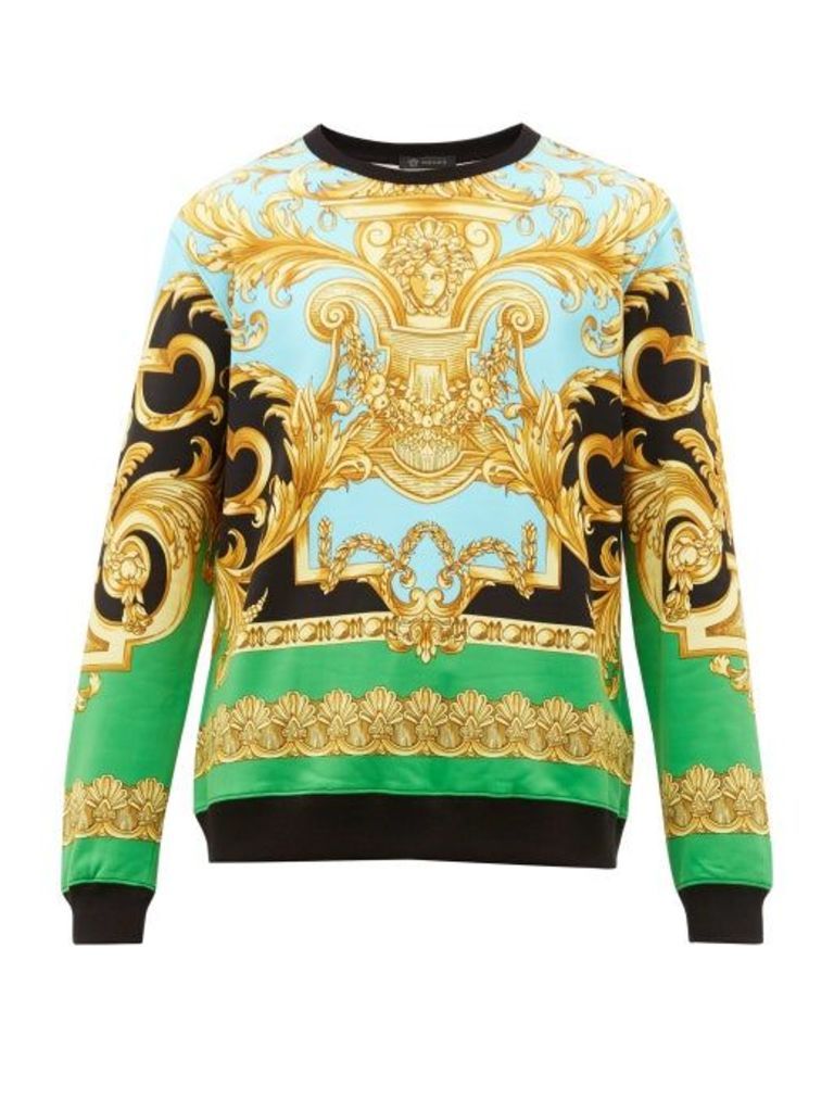 Versace - Baroque-print Cotton Sweatshirt - Mens - Black Multi