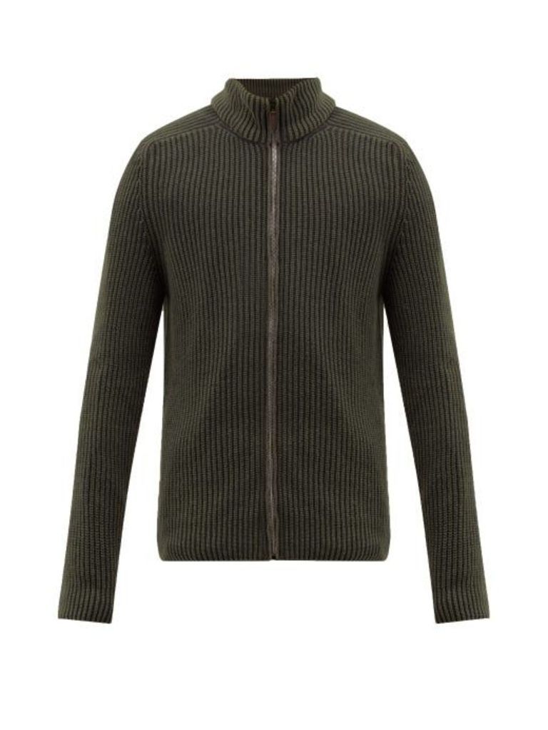 Iris Von Arnim - Penley Stonewashed Cashmere Zip-through Sweater - Mens - Green