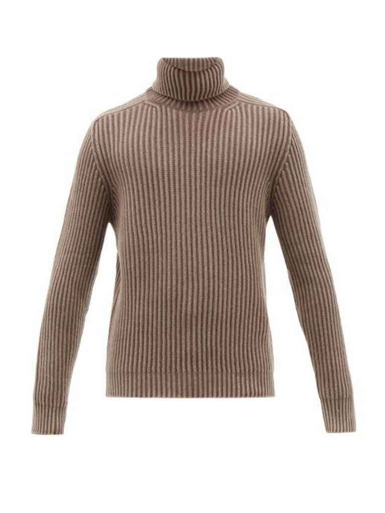 Iris Von Arnim - Stonewashed Ribbed Cashmere Roll-neck Sweater - Mens - Light Brown