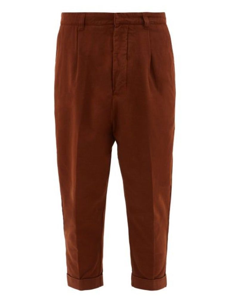 Ami - Dropped-seat Cotton-twill Chinos - Mens - Brown
