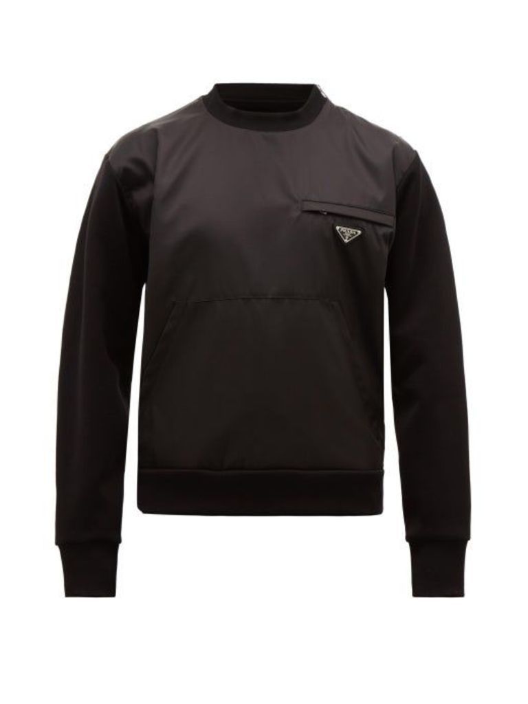 Prada - Nylon Panel Cotton Blend Jersey Sweatshirt - Mens - Black