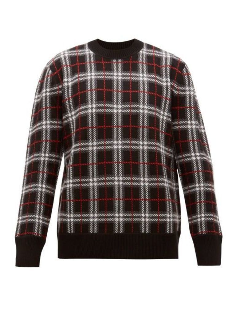 Burberry - Fletcher Checked Wool Blend Sweater - Mens - Black