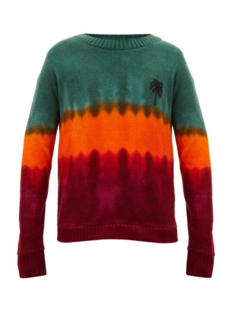 The Elder Statesman - Tie Dyed Palm Tree Motif Cashmere Sweater - Mens - Green Red