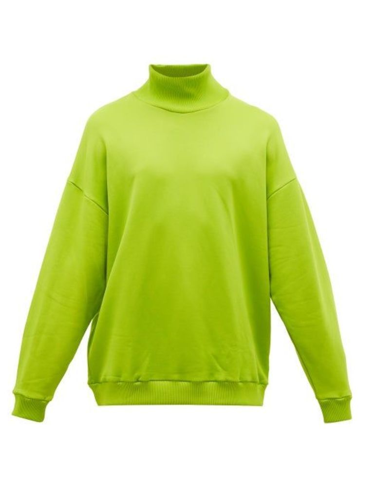Marques'almeida - High-neck Cotton-blend Jersey Sweatshirt - Mens - Green