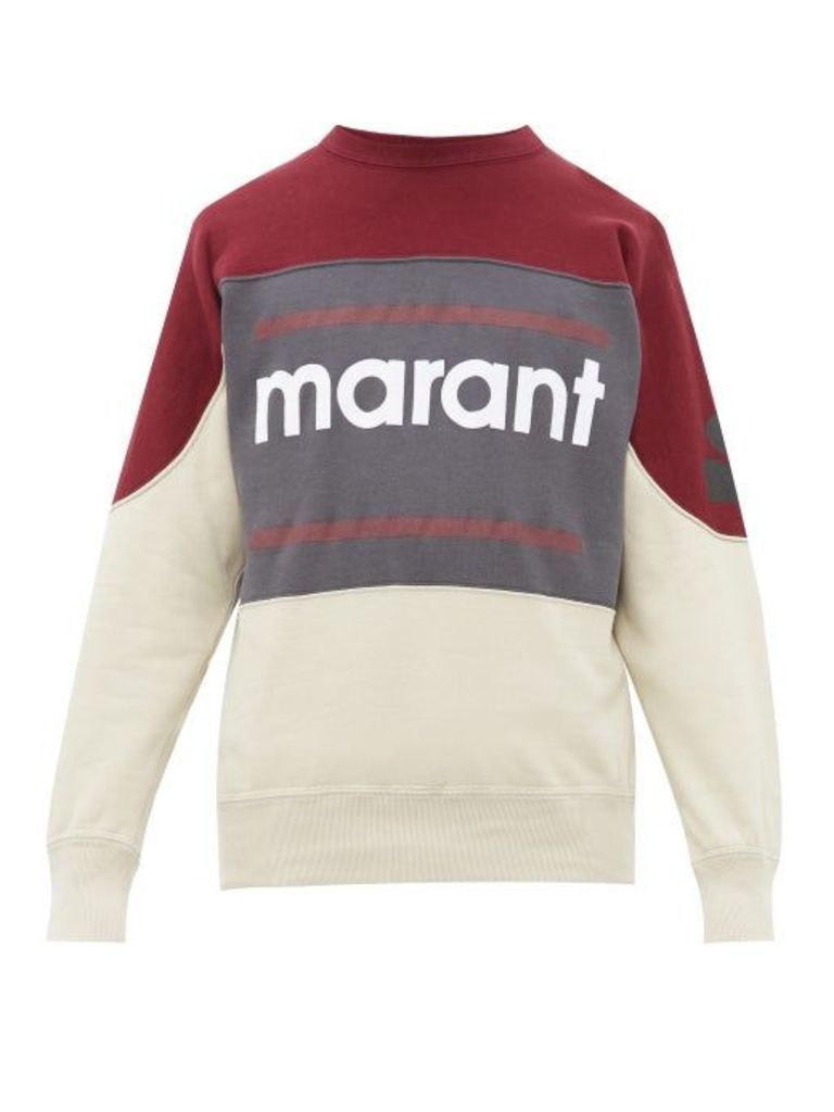 Isabel Marant - Gallianh Logo Print Cotton Blend Sweatshirt - Mens - Burgundy