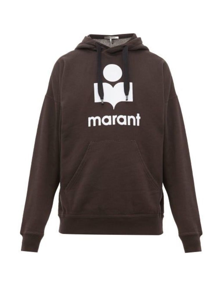 Isabel Marant - Miley Logo Flocked Cotton Blend Hooded Sweatshirt - Mens - Black