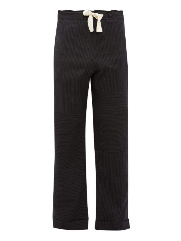 Wales Bonner - Panelled Striped Wool-blend Trousers - Mens - Black Grey