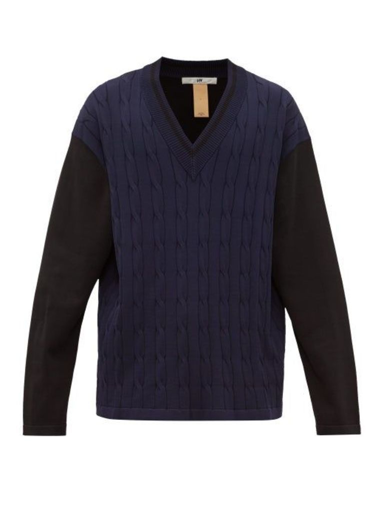 Eytys - Exodus V-neck Cable-knit Sweater - Mens - Black Blue