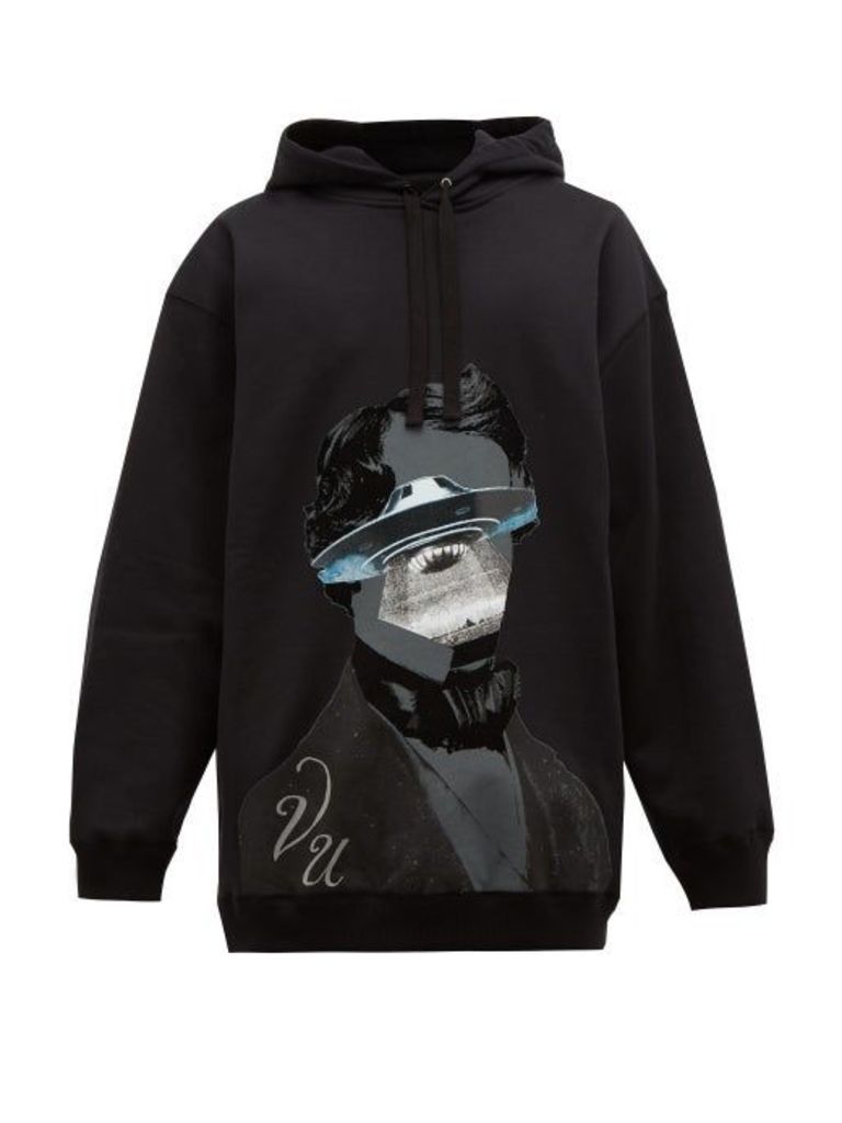 Valentino - X Undercover Ufo Cotton Blend Hooded Sweatshirt - Mens - Black