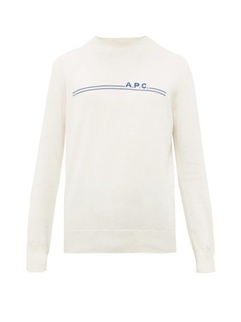 A.p.c. - Logo-intarsia Cotton-blend Sweater - Mens - Cream