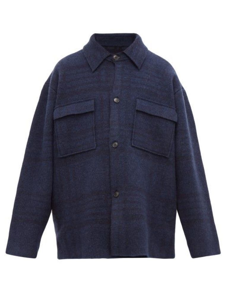 Jacquemus - Check Single-breasted Felted Jacket - Mens - Navy