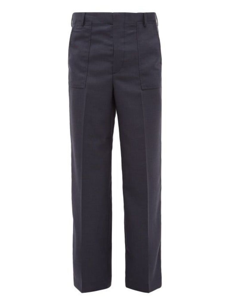 Jacquemus - Pleated Wool Trousers - Mens - Navy