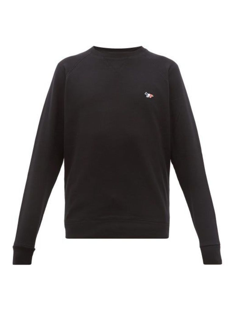 Maison Kitsuné - Tricolor Fox-appliqué Cotton Sweatshirt - Mens - Black
