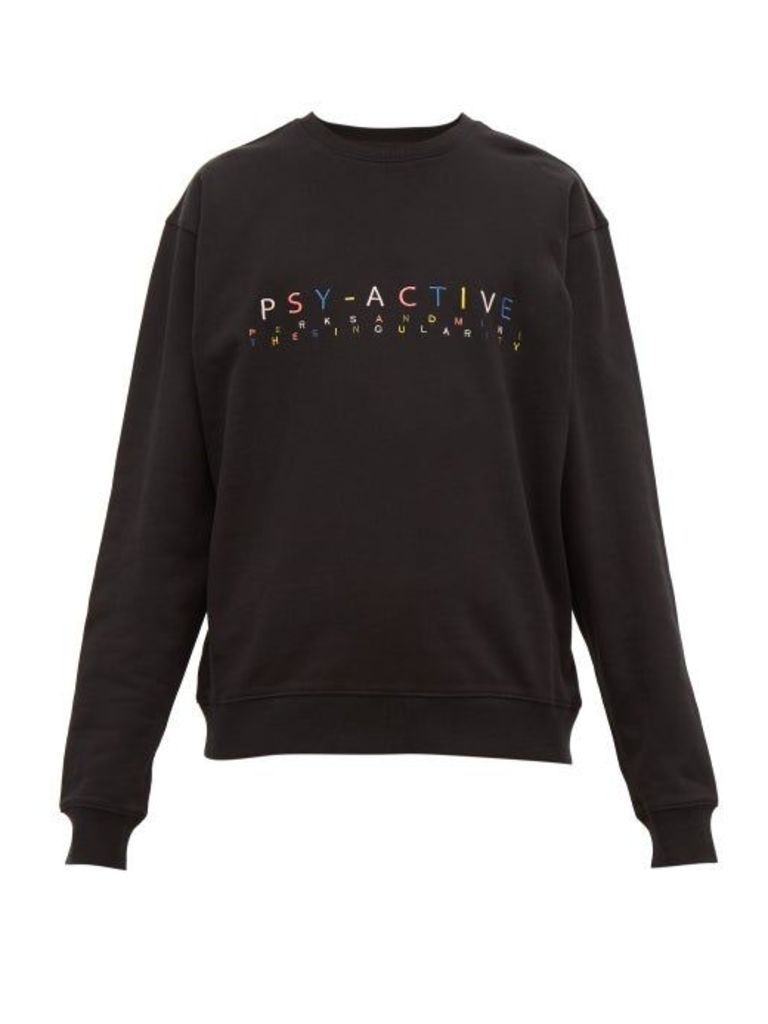 P.a.m. - Psy-active-embroidered Cotton Sweatshirt - Mens - Black