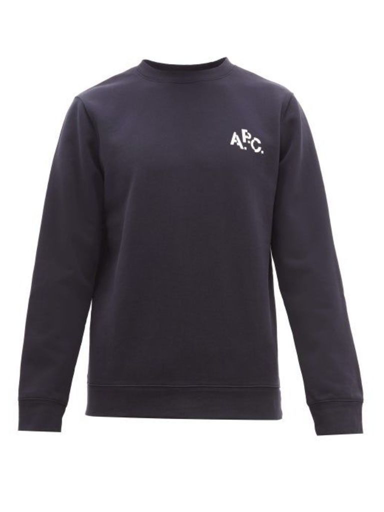 A.p.c. - Naim Logo-print Cotton Sweatshirt - Mens - Navy
