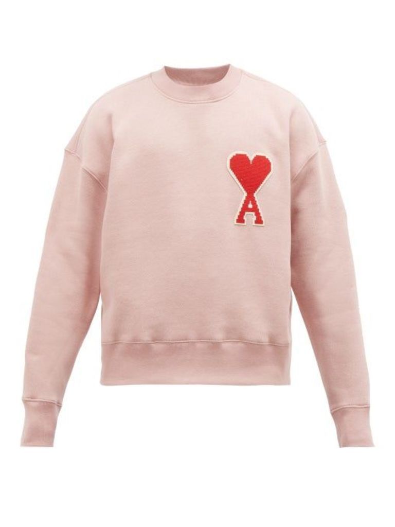Ami - Ami De Caur Logo Patch Cotton Sweatshirt - Mens - Pink