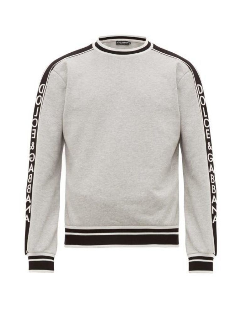 Dolce & Gabbana - Logo Jacquard Cotton Sweatshirt - Mens - Grey