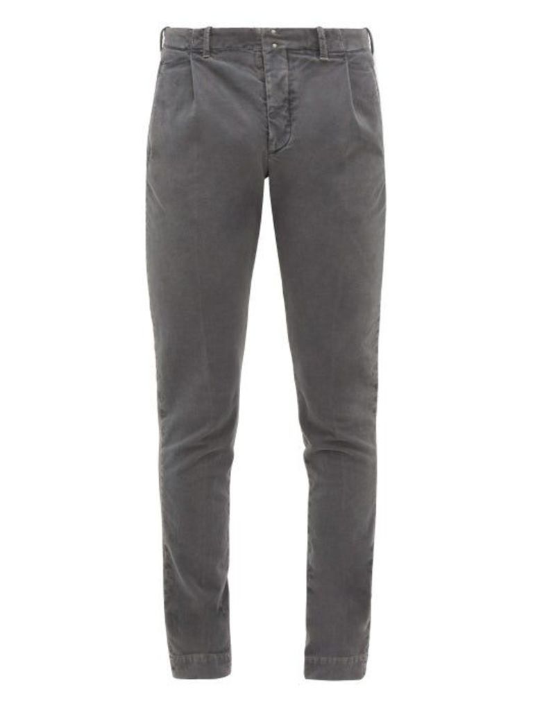 Incotex - Verve Slim-fit Moleskin Trousers - Mens - Grey