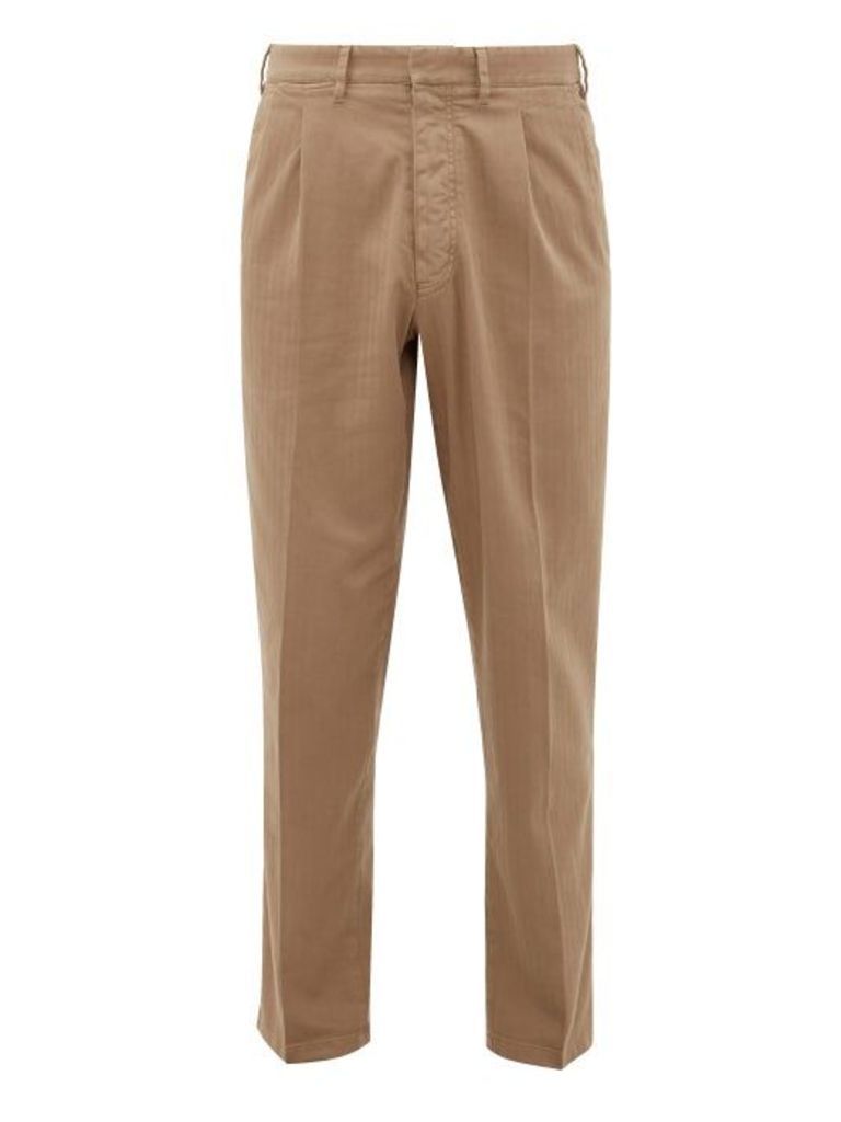 The Gigi - Santiago Cotton-blend Twill Tapered Trousers - Mens - Dark Beige