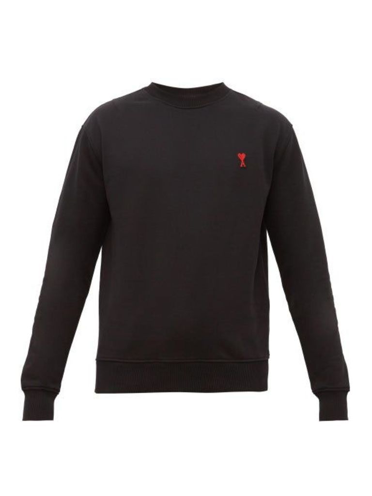 Ami - Logo-embroidered Cotton Sweatshirt - Mens - Black