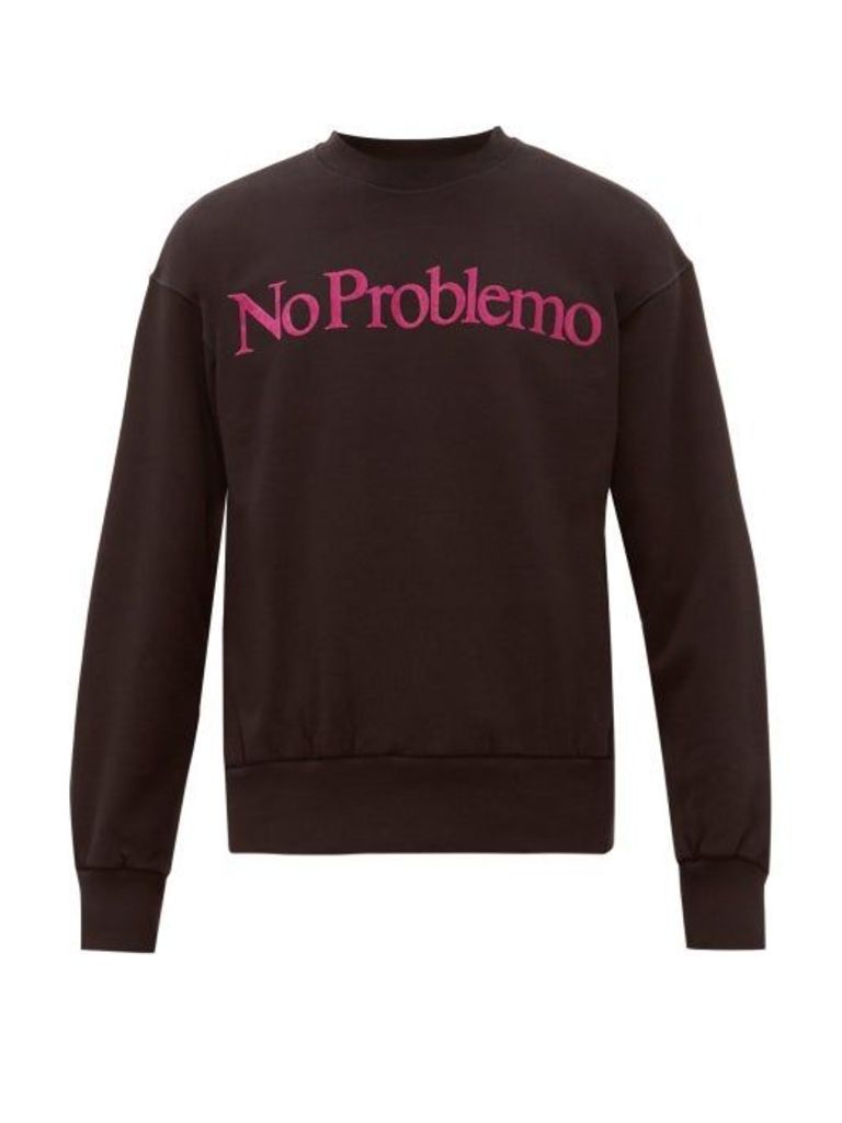 Aries - No Problemo-flocked Cotton Sweatshirt - Mens - Black