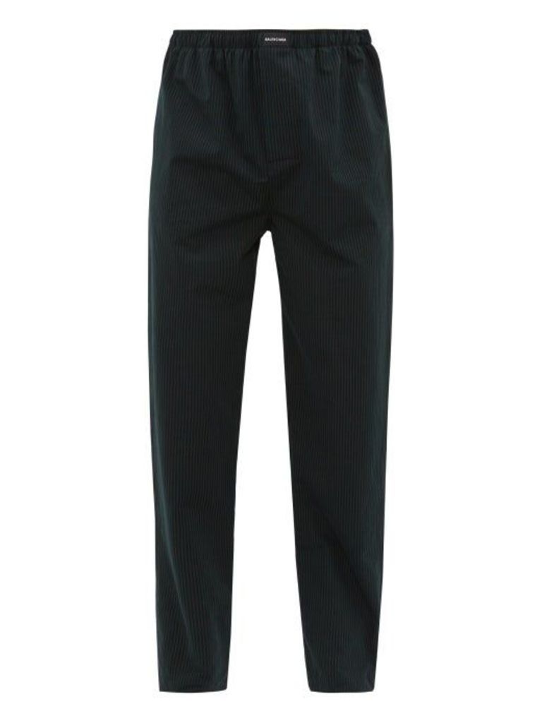 Balenciaga - Striped Straight-leg Cotton-poplin Trousers - Mens - Black Green