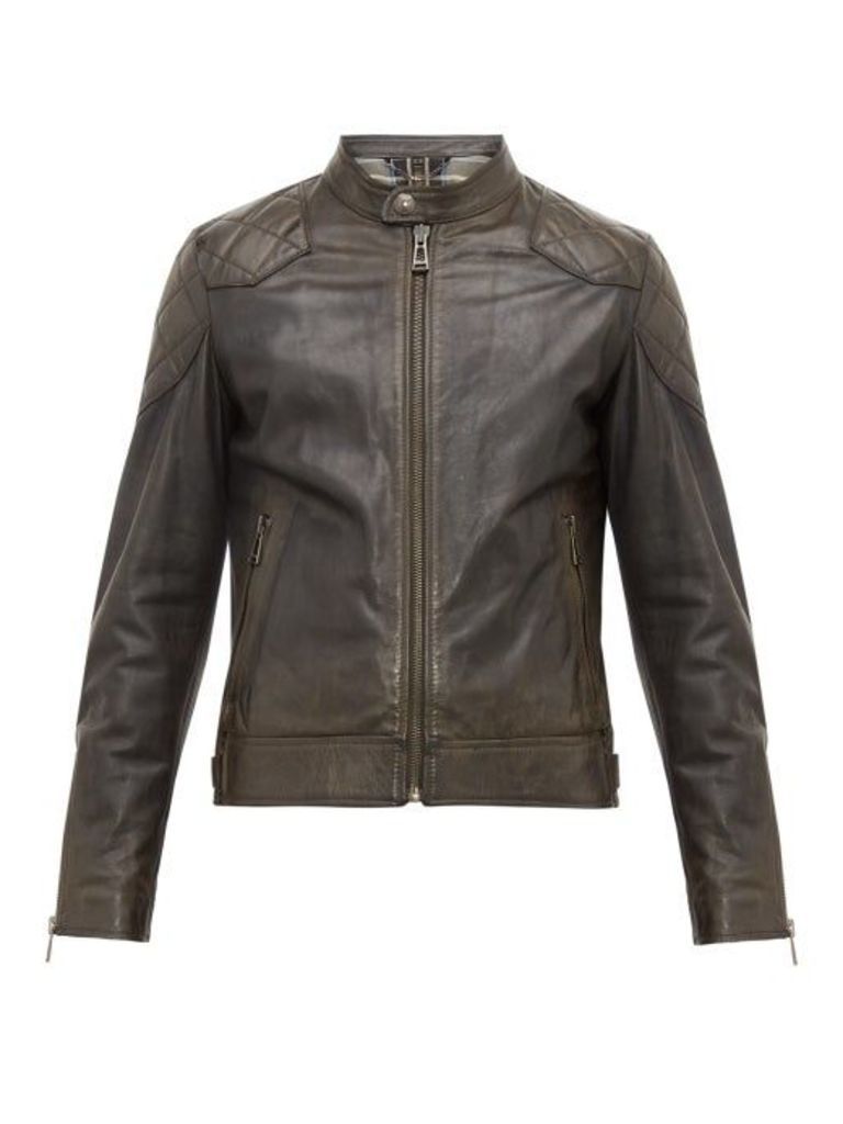 Belstaff - Outlaw Quilted-panel Leather Jacket - Mens - Black