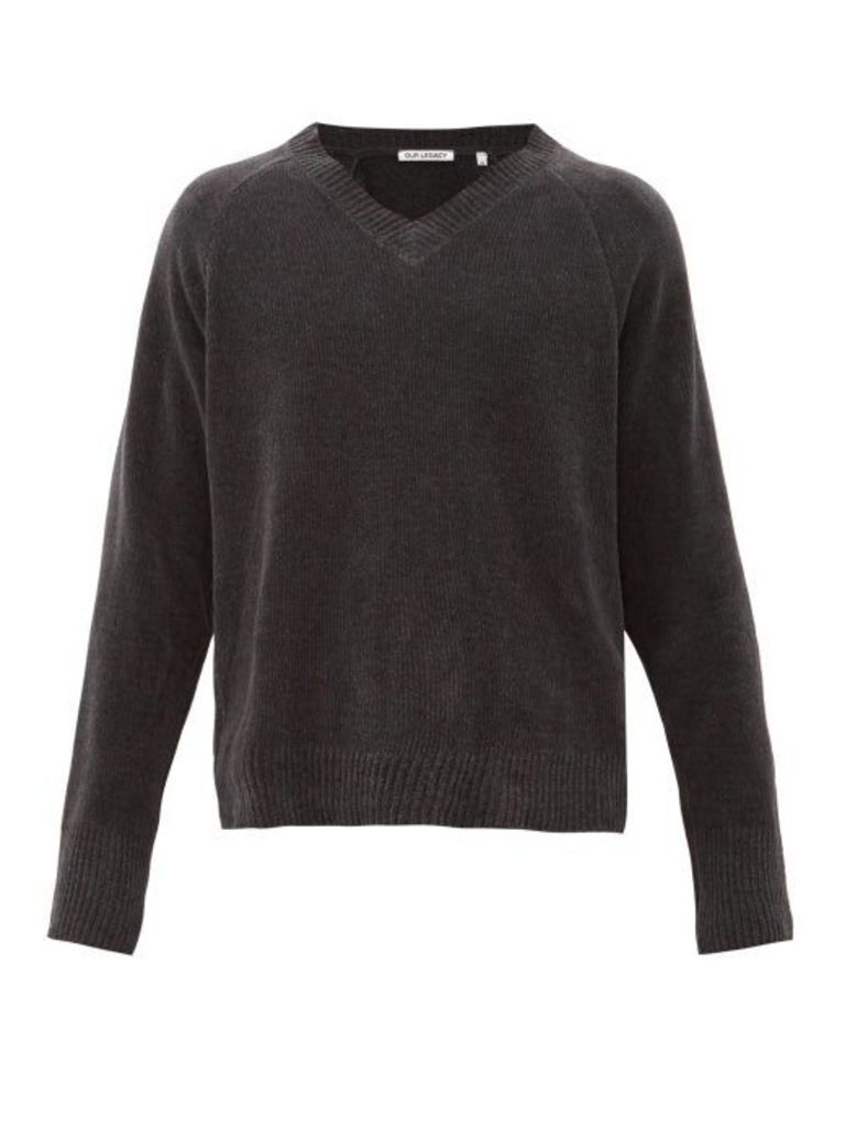 Our Legacy - Anthracite V Neck Cotton Sweater - Mens - Grey