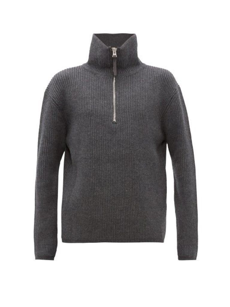 Acne Studios - Kally Half-zip Roll-neck Wool-blend Sweater - Mens - Grey