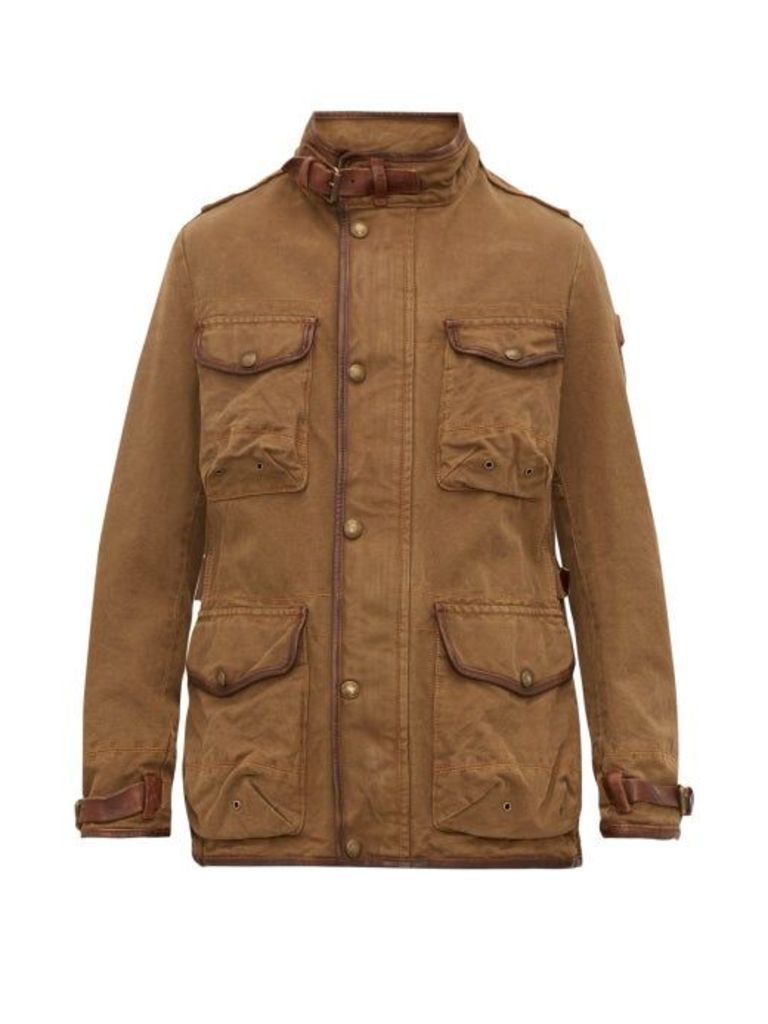 Belstaff - Journey Leather-trimmed Canvas Field Jacket - Mens - Khaki