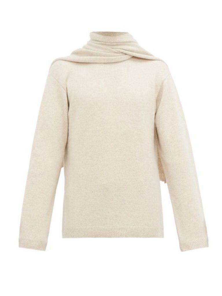 Deveaux - Scarf-neck Cashmere Sweater - Mens - Cream