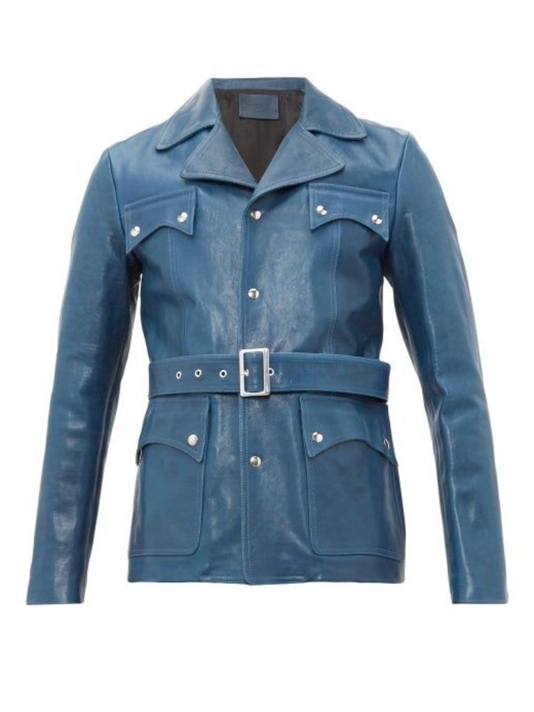 Givenchy - Belted Leather Jacket - Mens - Blue
