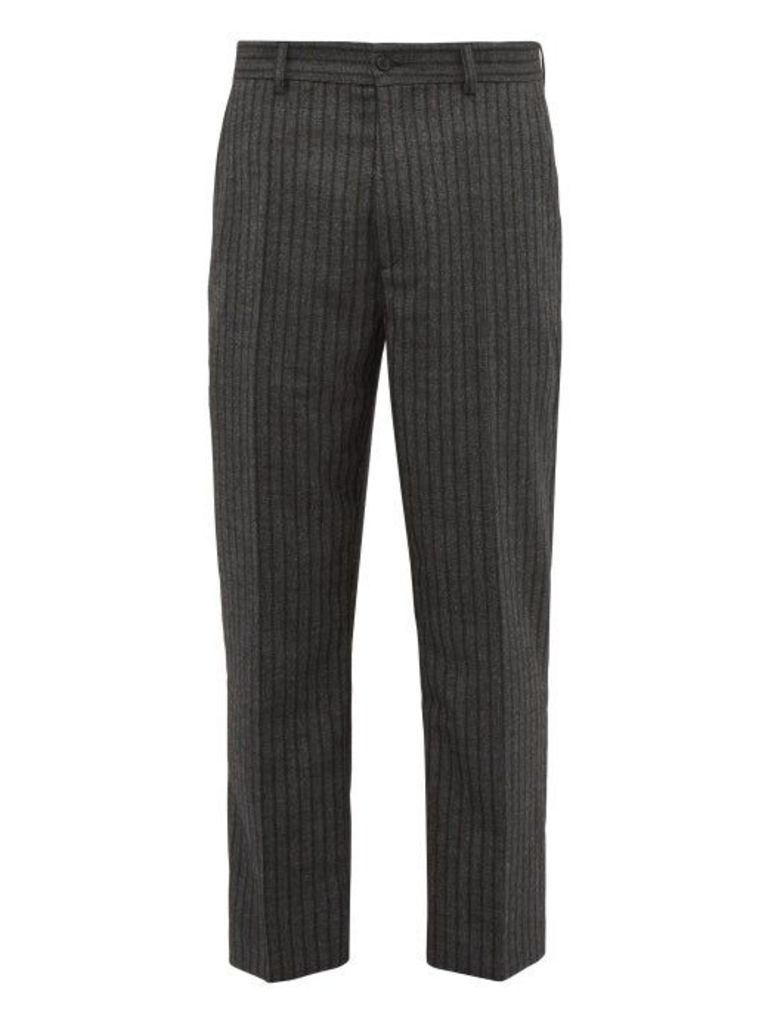 Hope - Striped Herringbone-twill Slim-leg Trousers - Mens - Grey