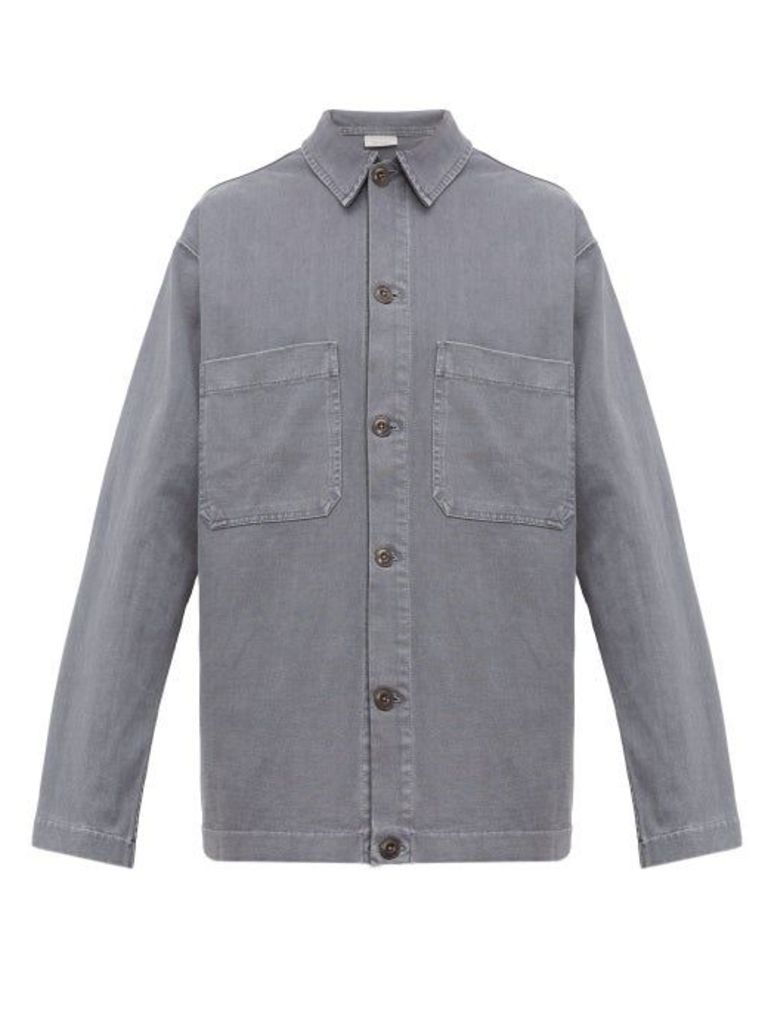Lemaire - Patch-pocket Cotton-jersey Overshirt - Mens - Light Blue