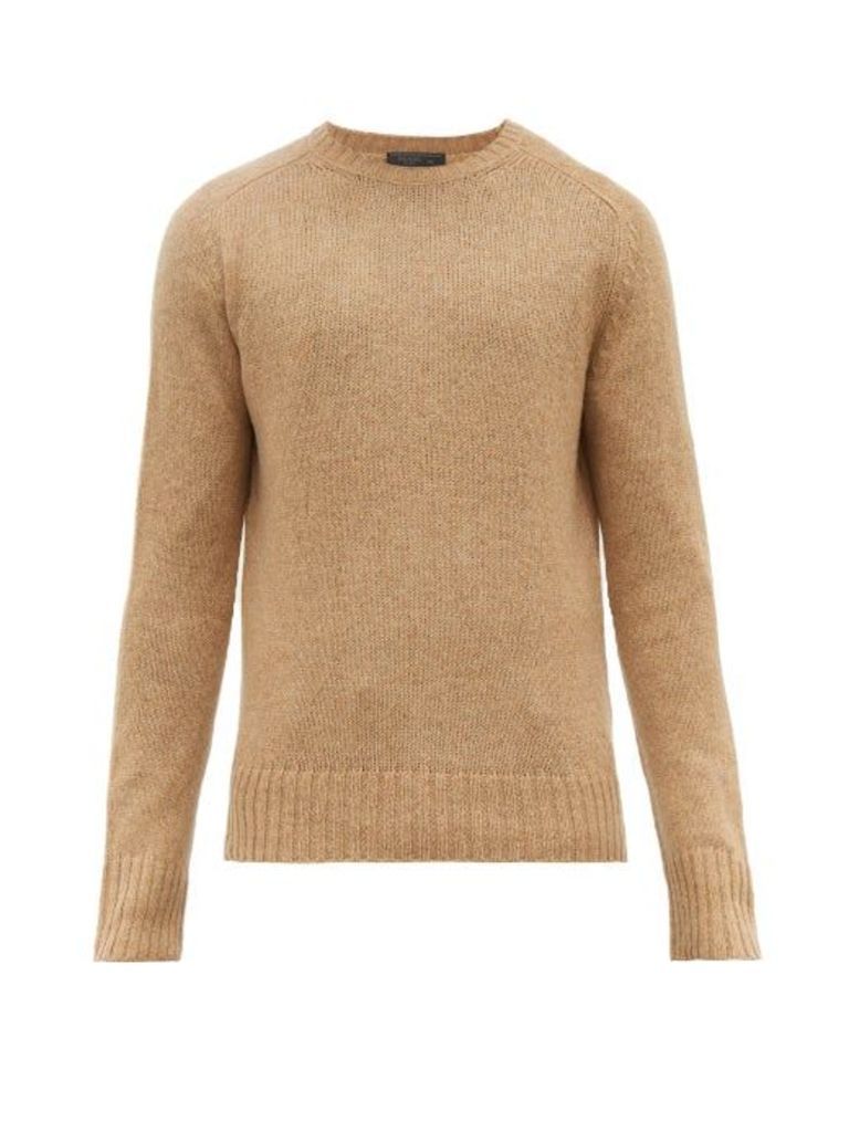 Prada - Ribbed Trim Virgin-wool Sweater - Mens - Camel
