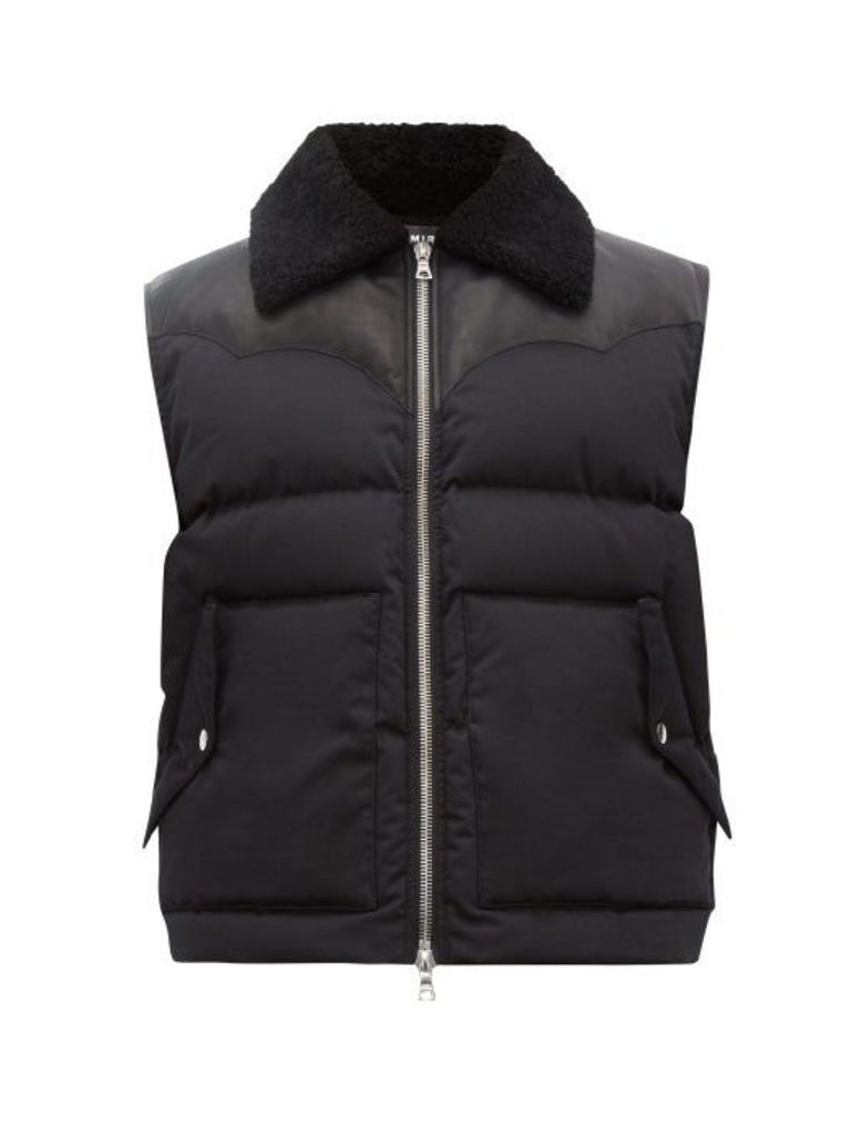 Amiri - Shearling And Leather-trimmed Cotton Gilet - Mens - Black