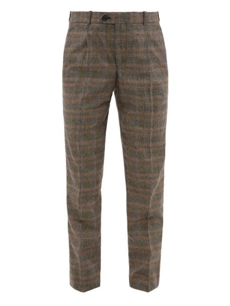Éditions M.r - Francois Prince Of Wales-check Wool-blend Trousers - Mens - Grey Multi
