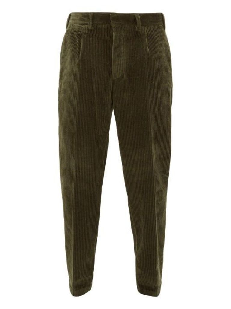 The Gigi - Tapered Cotton-blend Corduroy Trousers - Mens - Dark Green
