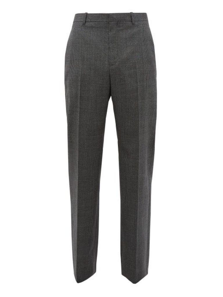 Balenciaga - Prince Of Wales-check Wool Slim-leg Trousers - Mens - Grey