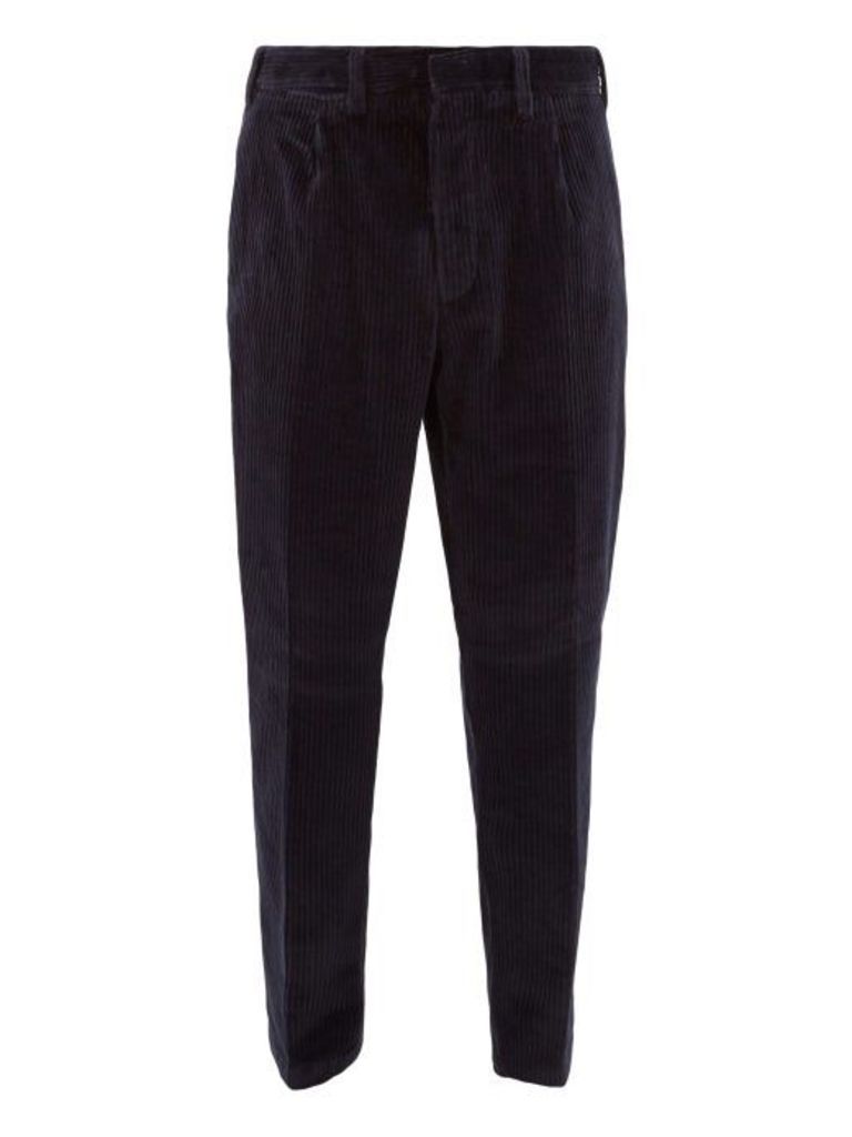 The Gigi - Tapered Cotton-blend Corduroy Trousers - Mens - Navy