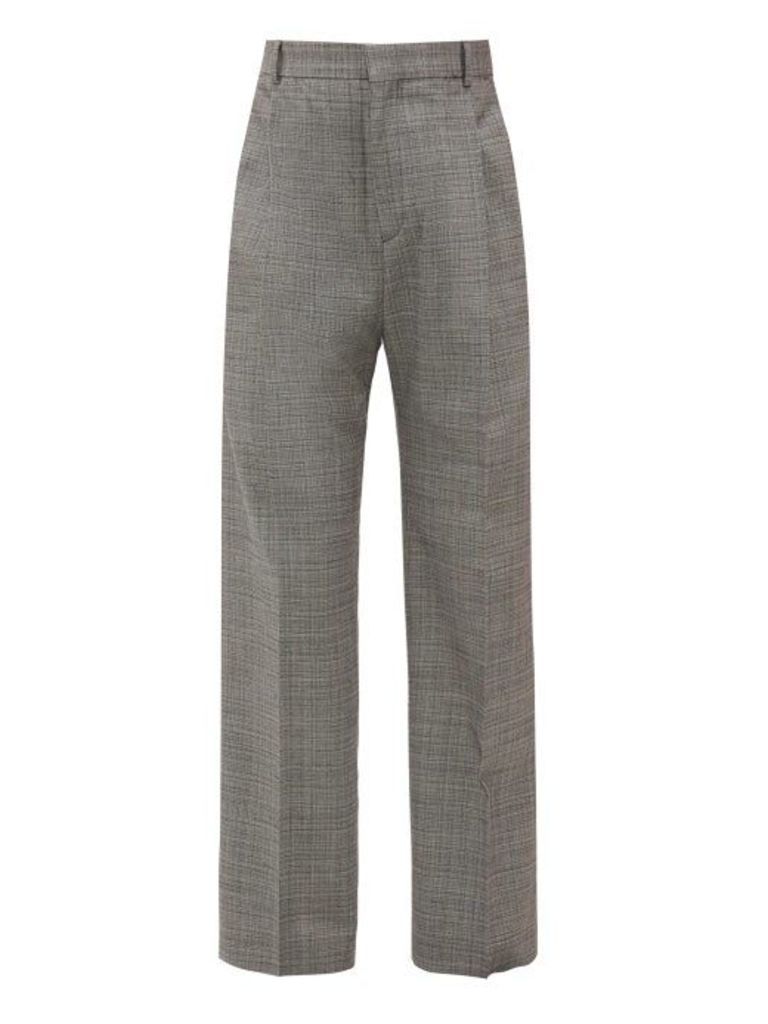 Hope - Well Checked Wide-leg Trousers - Mens - Grey