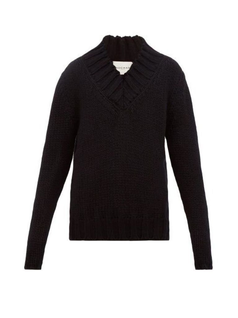 Rochas - V-neck Wool-blend Sweater - Mens - Black