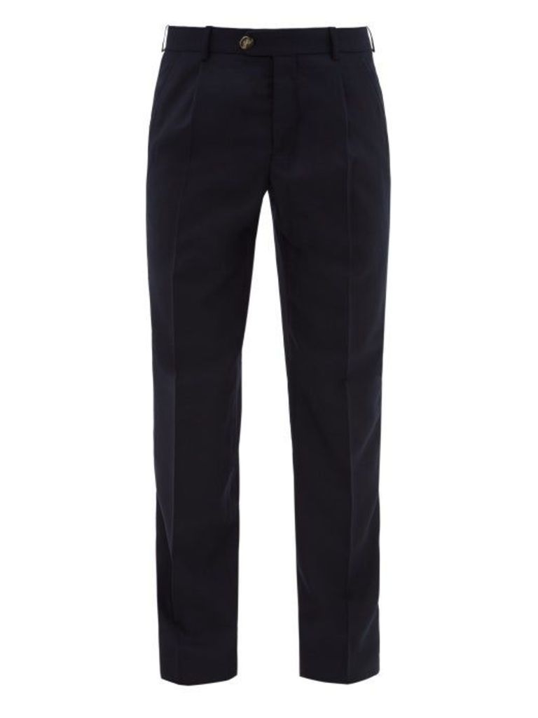 Éditions M.r - Francois Single Pleat Wool Tapered Trousers - Mens - Navy