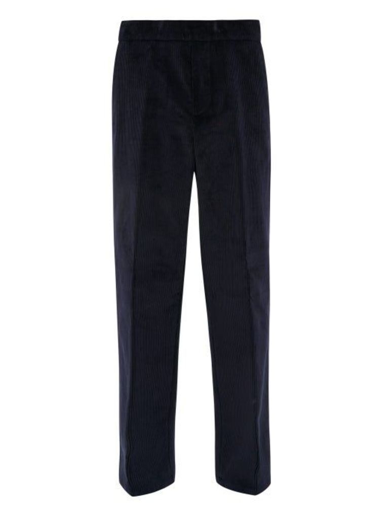 Dunhill - Wide-leg Cotton-corduroy Trousers - Mens - Dark Navy