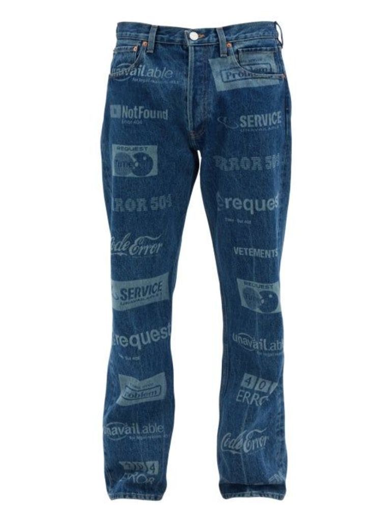 Vetements - Logo-washed Straight-leg Jeans - Mens - Blue