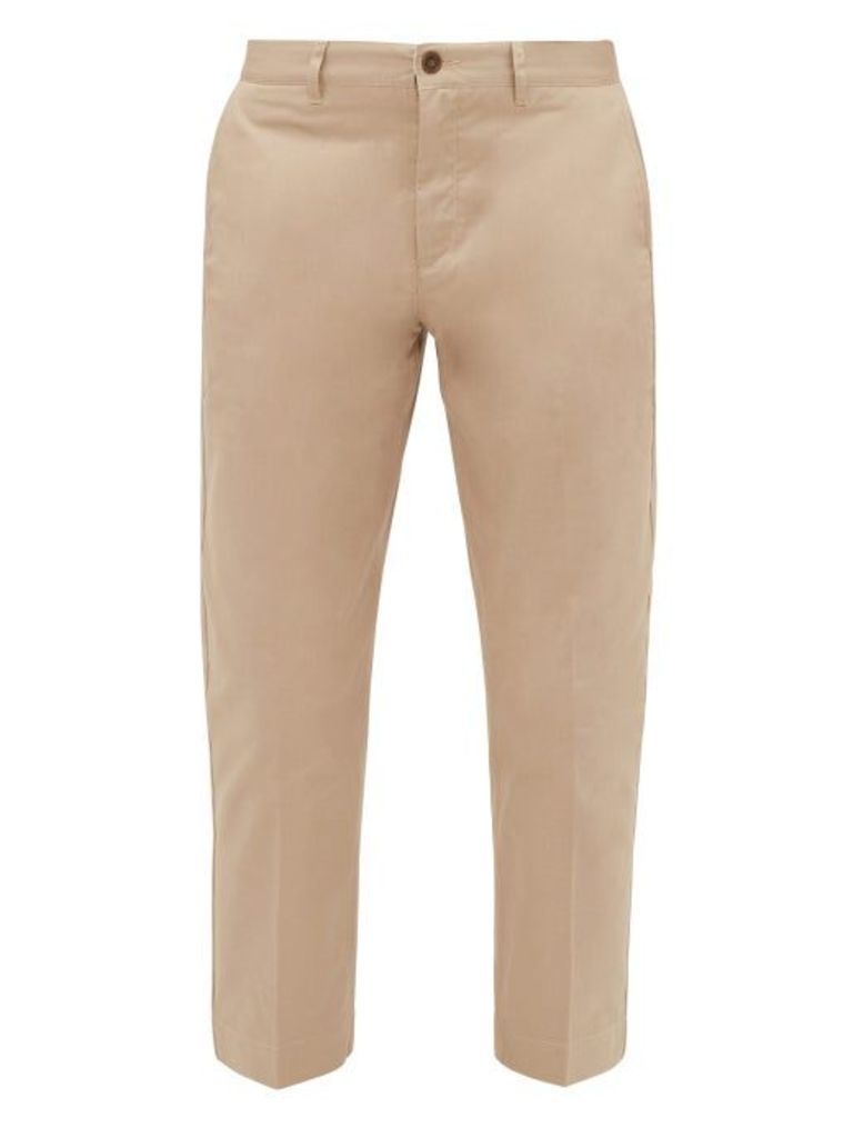 Maison Kitsuné - Cropped Cotton-twill Chino Trousers - Mens - Beige