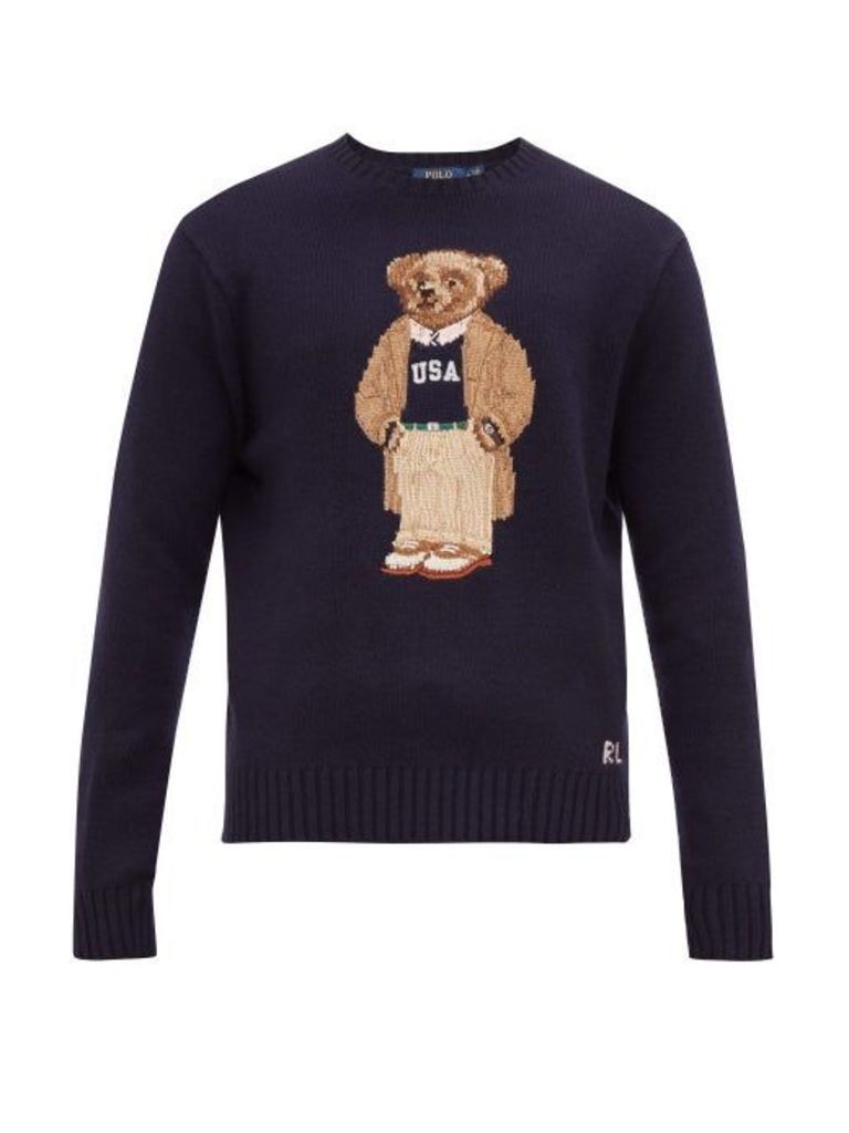 Polo Ralph Lauren - Crew Neck Bear Intarsia Wool Sweater - Mens - Navy