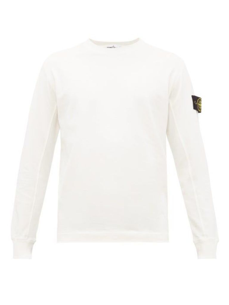Stone Island - Logo Patch Cotton Sweatshirt - Mens - White