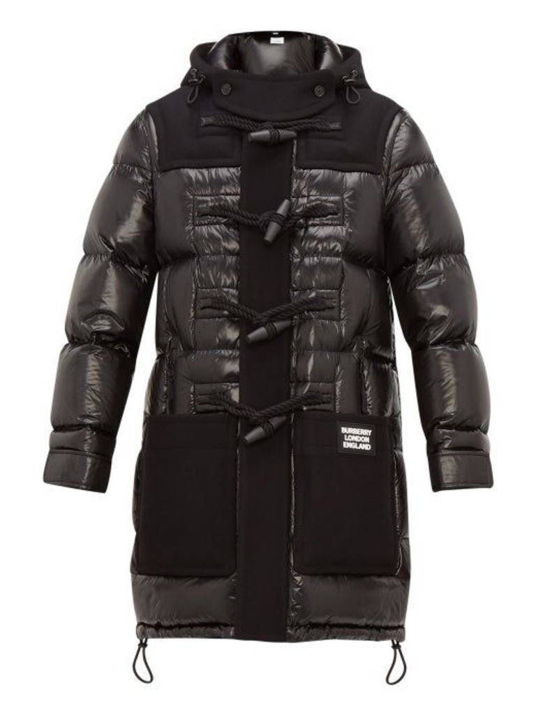 Burberry - Hooded Technical Wool And Quilted Down Coat - Mens - Black