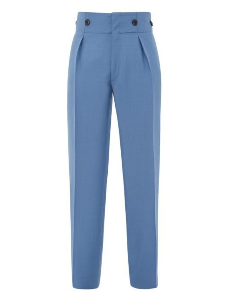 Lanvin - High-rise Mohair-blend Crepe Trousers - Mens - Blue